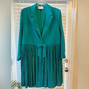 NWT C Wonder Runway Collection Scuba Knit Pleated Duster Length Topper 2X Teal
